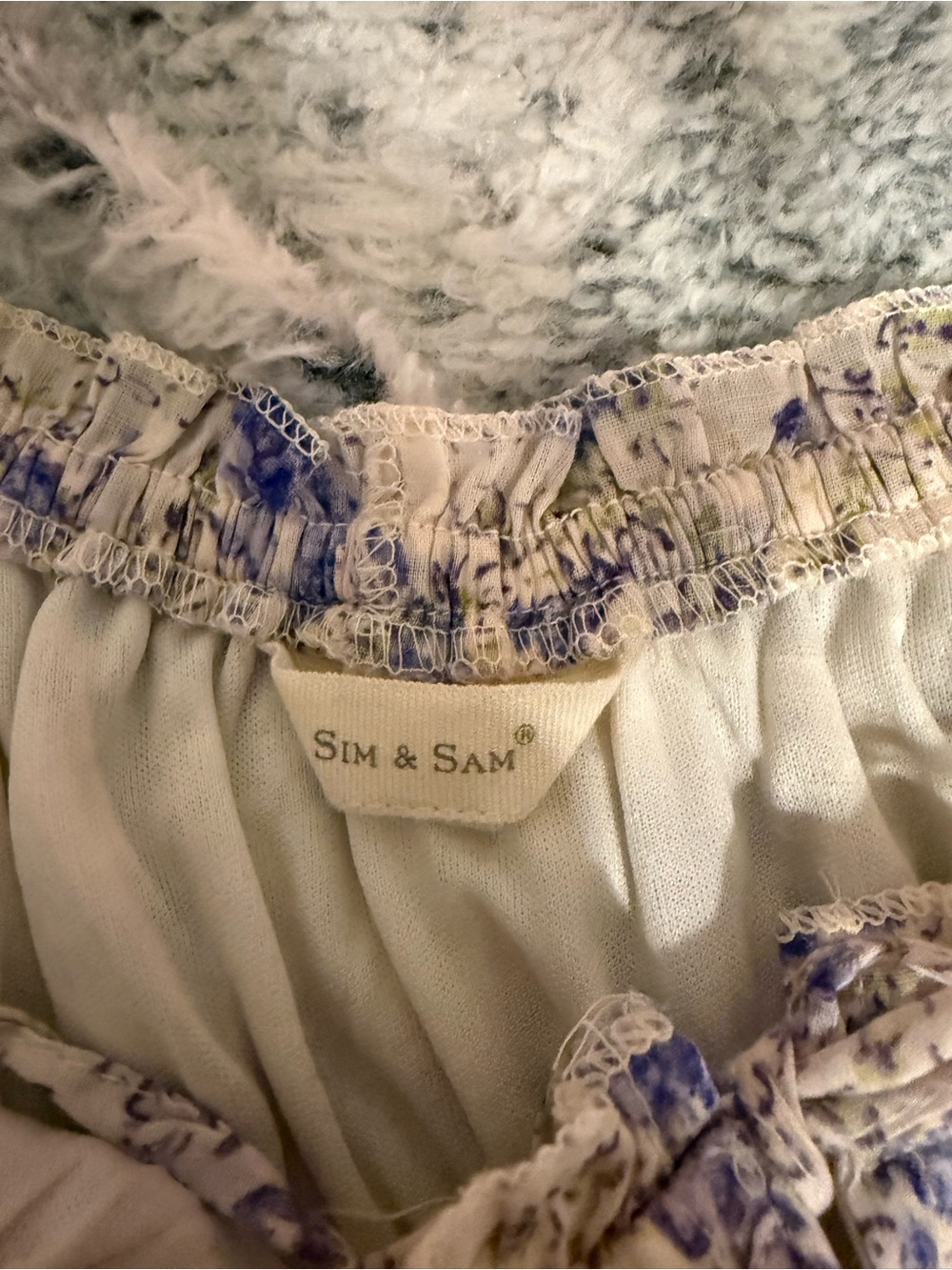 Floral Smocked Maxi Dress in Cream and Blue - Picture 3 of 5